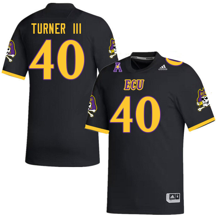 Men #40 Greg Turner III ECU Pirates College Football Jerseys Stitched-Black